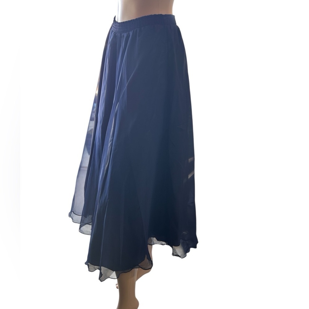 Blue Whimsigoth Dark Fairy Ethereal Balletcore Sheer Layered Women Midi Skirt M